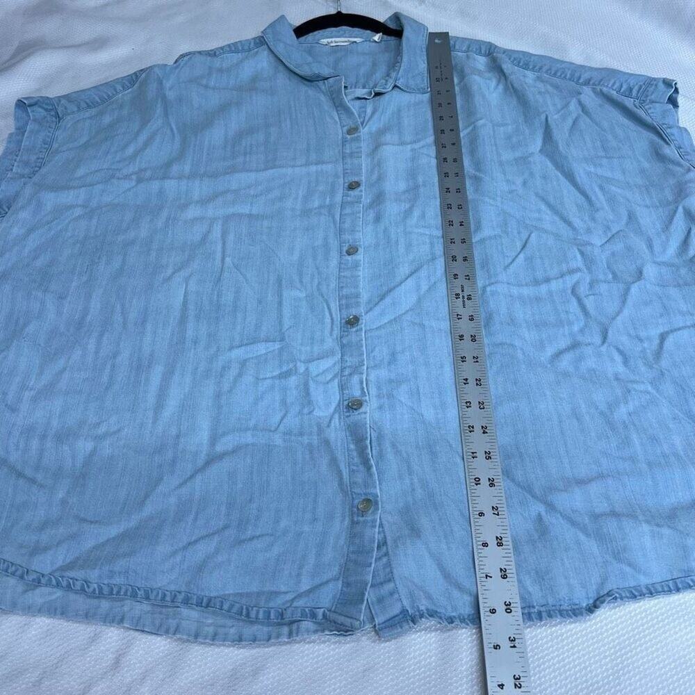 Soft Surroundings Chambray Blue 100% Lyocell‎ Button Up Short Sleeve Top Sz 3X - Picture 5 of 7